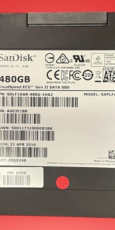 SanDisk SDLF1DAR-480G-1HA2 480GB SATA SSD Gen II 2.5" Internal Drive