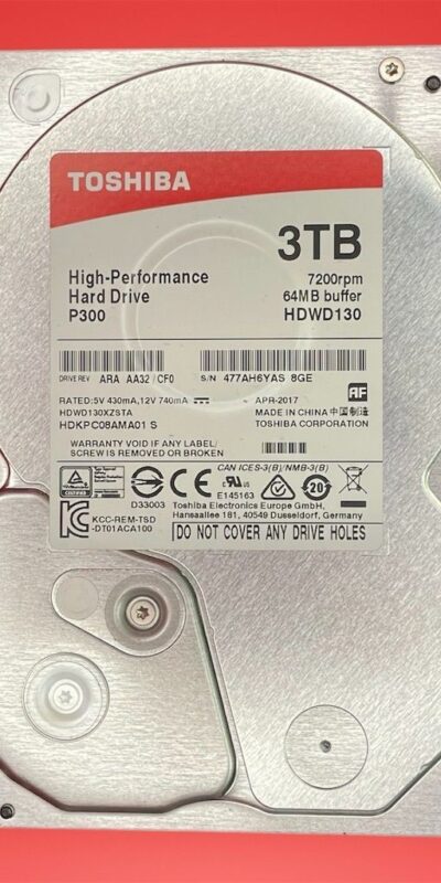TOSHIBA HDWD130 SERIES 3TB 7200RPM 64MB SATA3 3.5" HDD HARD DRIVE DESKTOP