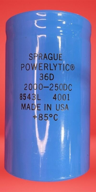 Sprague Powerlytic 36D 8543L 2000µF 250V DC Fixed Capacitor Screw Terminal