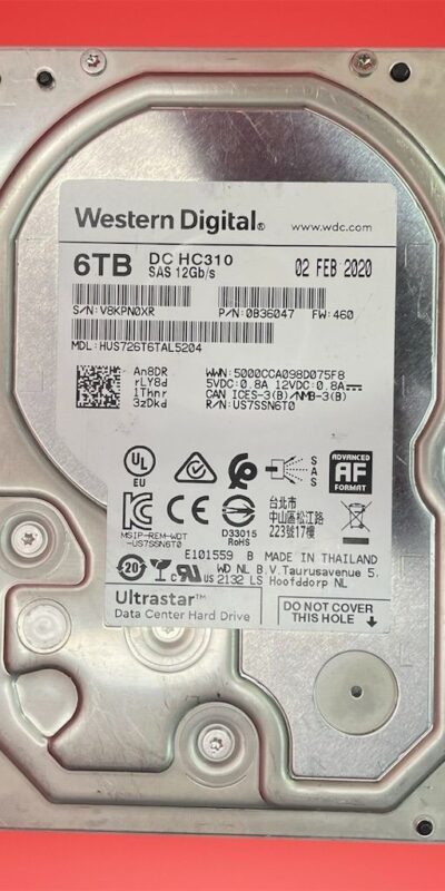 WD HUS726T6TAL5204 6TB 3.5 SAS 12Gb/s 256MB 7200 DC HC310 0B36047