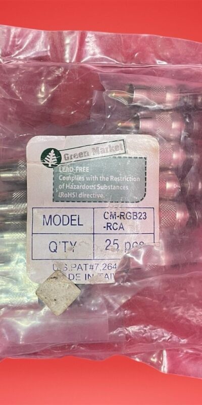Pack of 25 Liberty Cable CM-RGB23-RCA C-Tec2 Mini-RG59 Solid RCA Plugs
