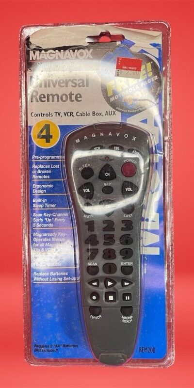 Magnavox Universal Remote Control REM200 Black Locator Timer Pre-Programmed