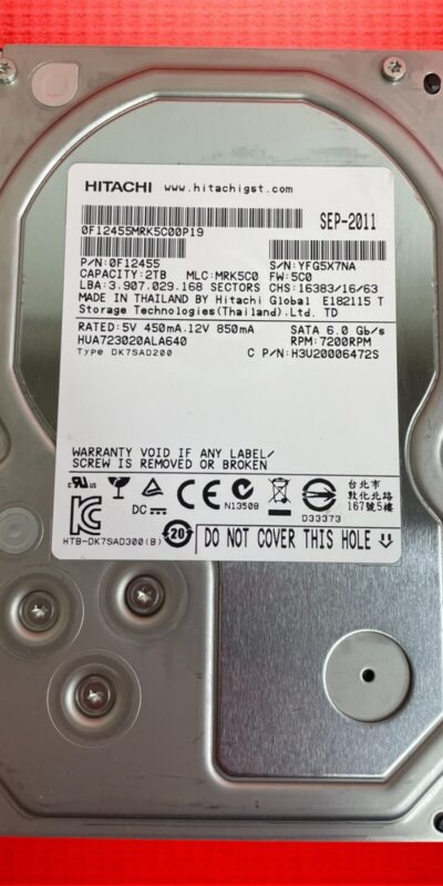 Hitachi Ultrastar 2TB 7200RPM 3.5" SATA 6Gb/s Enterprise HDD HUA723020ALA640