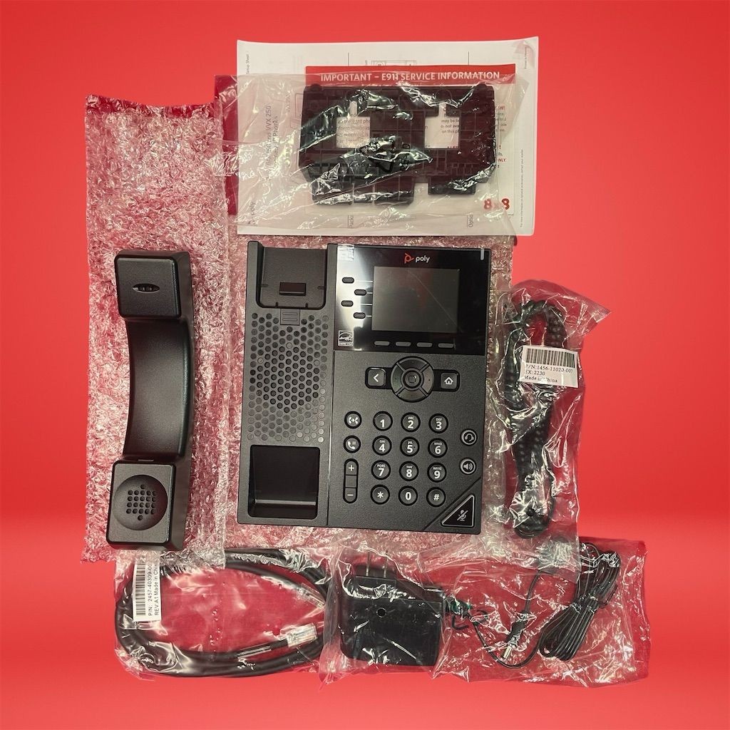 Polycom VVX 250 Desktop IP Phone with Speakerphone & PoE Support 2200-48802-001