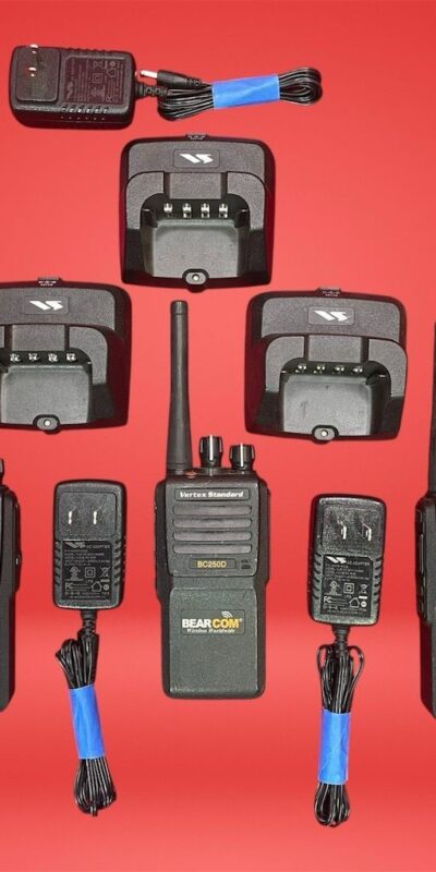 3x Vertex Standard BEARCOM BC250D UHF Digital Two-Way Radio W/ Craddle & Adapter