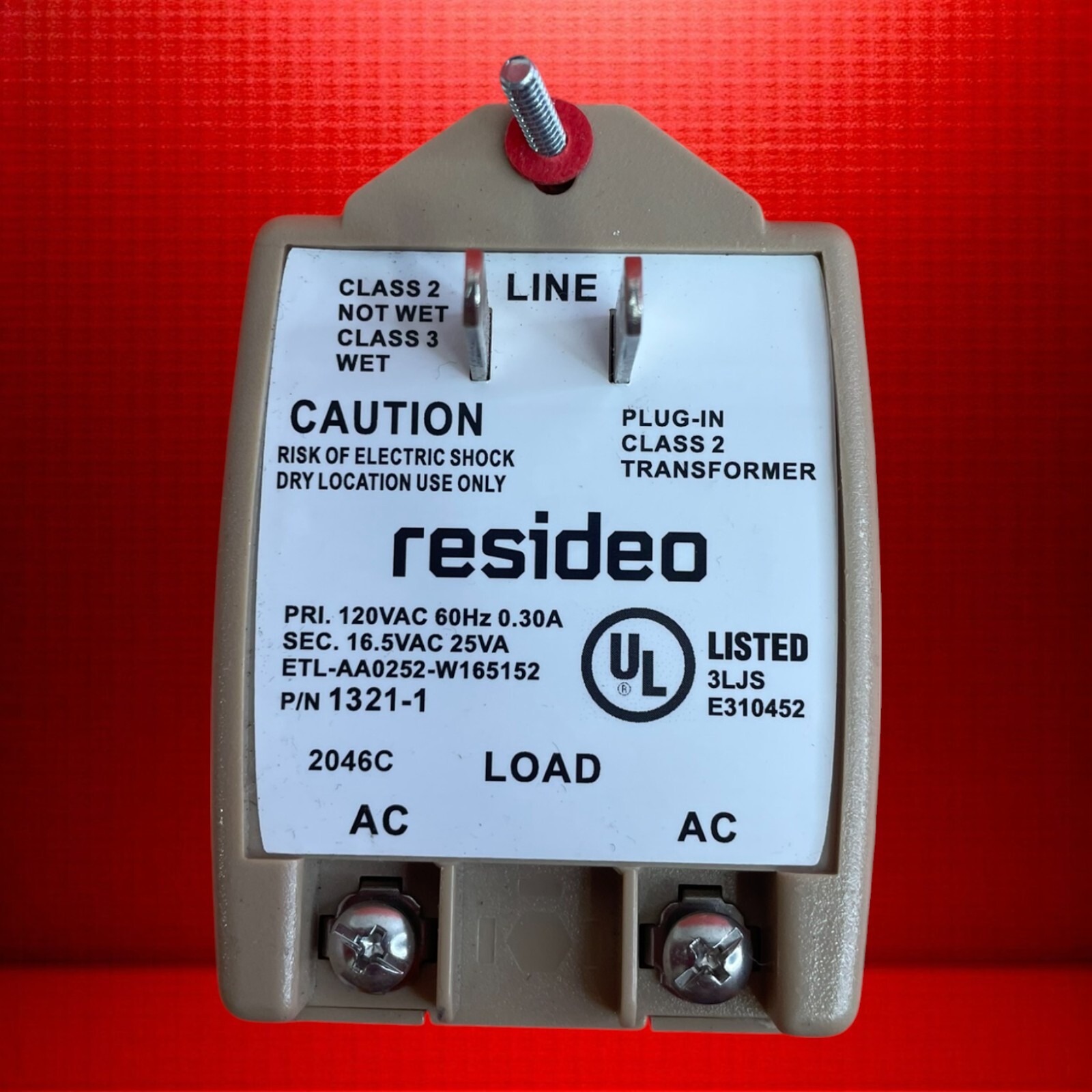 Honeywell 1321-1 16.5V AC Alarm Panel Transformer Power Supply ADT Vista