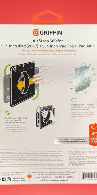 Griffin AirStrap 360 Case for 9.7" iPad with Hand Strap & Drop Protection
