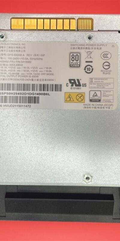 Delta DPS-690AB A Rev: 00F 690W Power Supply 80 PLUS Platinum High Efficiency