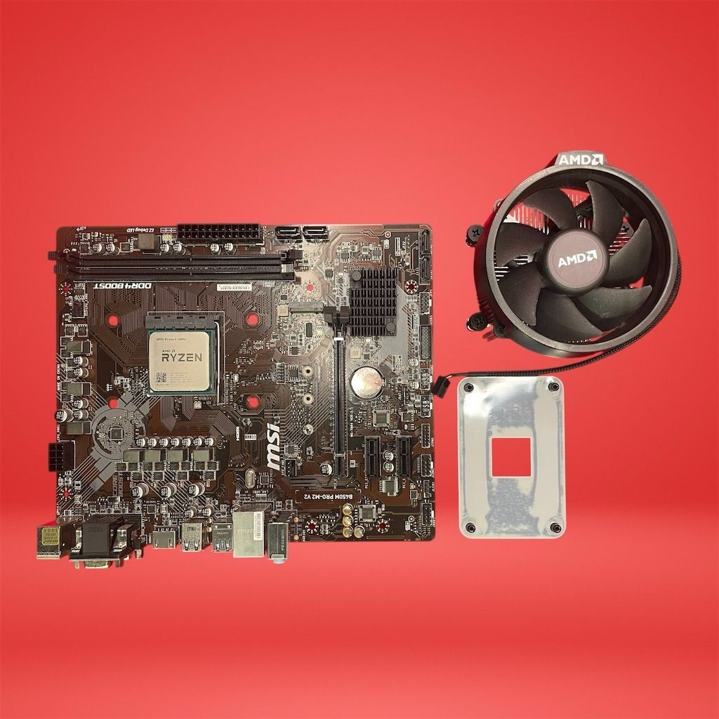 MSI B450M PRO-M2 V2 Motherboard with AMD Ryzen 5 3400G & Cooler