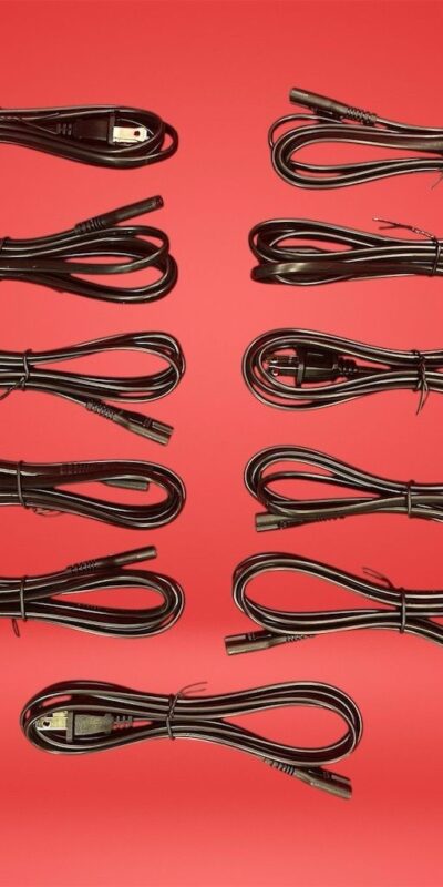 Lot of 10+ 1 Free 2-Prong Black Power Cords Wall Charger Cables