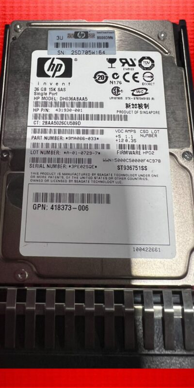 Lot 2 HP Seagate 36GB 15K SAS 2.5" HDD ST936751SS Tested