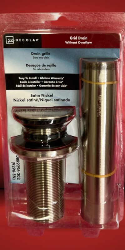 DECOLAV 9296-SN Satin Nickel Grid Drain without Overflow 1-1/4" Sink Fitting