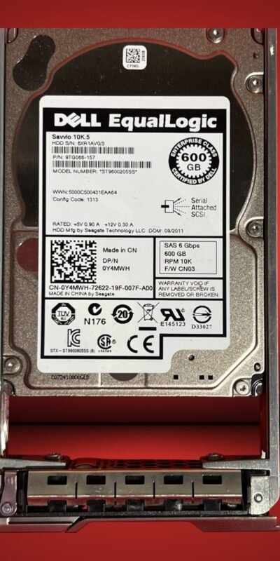 Dell 600GB 10K 2.5" SAS 6Gbps HDD EqualLogic Y4MWH Hot Swap