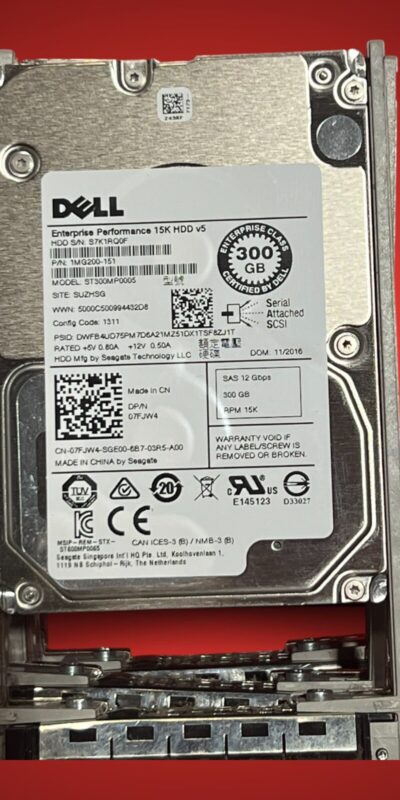 Dell 300GB 12G SAS 15K 2.5" HDD ST300MP0005 07FJW4 w/Tray Enterprise