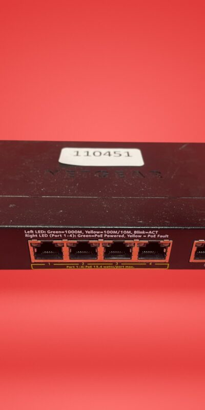 NETGEAR 5 PORT GIGABIT ETHRNET SWITCH WITH 4 PORT POE GS305P - NO POWER CORD