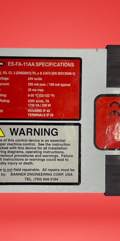 Banner ES-FA-11AA E-Stop Safety Relay 24VDC Tested Warranty