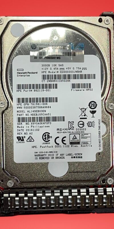HPE Toshiba AL14SEB03EN 300GB 10K SAS SFF 2.5" HDD 862119-001 781581-006