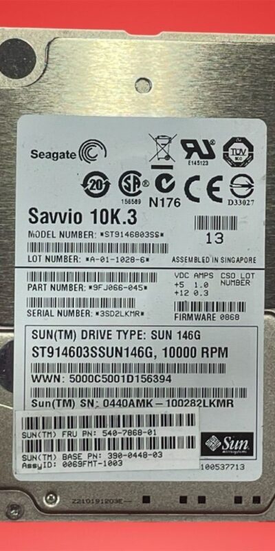 Seagate Savvio 10K.3 146GB SAS 6Gb/s 2.5" SFF 10K RPM Enterprise HDD ST9146803SS