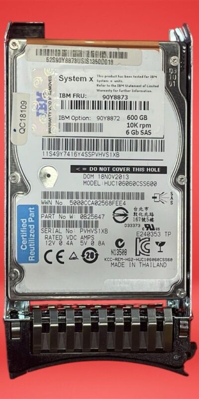 IBM 600GB 10K 6Gb/s SAS 2.5" HDD HUC106060CSS600 90Y8873 Server Drive