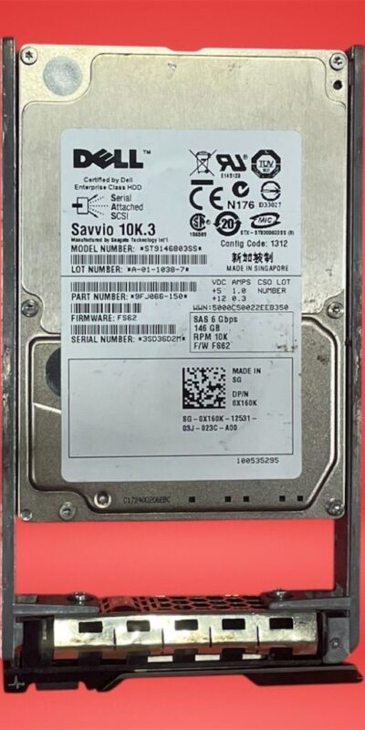Dell 146GB 10K 2.5" SAS 6Gbps HDD 0X160K PowerEdge Server Drive