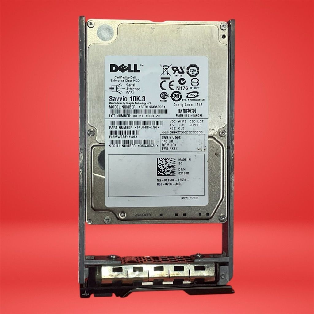 Dell 146GB 10K 2.5" SAS 6Gbps HDD 0X160K PowerEdge Server Drive