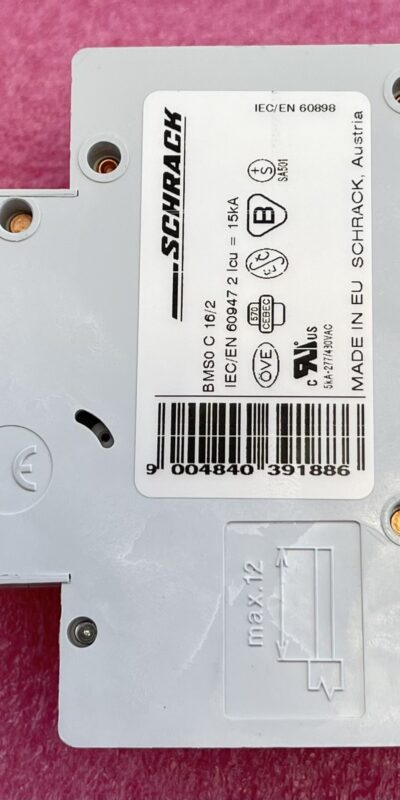 Schrack BMS0C16/2 C16 2-Pole 16A DIN-Rail MCB Circuit Breaker BM017216