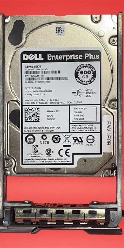 Dell 0FK3C 600GB 10K SAS 2.5" HDD w/Tray for PowerEdge Server