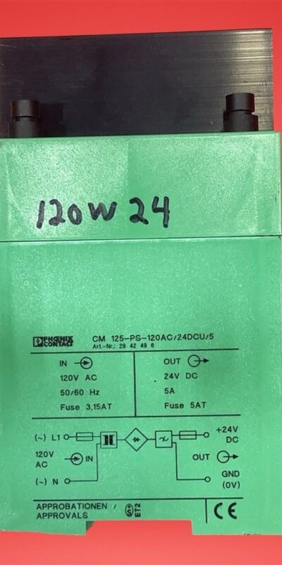 Phoenix Contact 24VDC 5A 120W DIN-Rail Switching Power Supply NEW