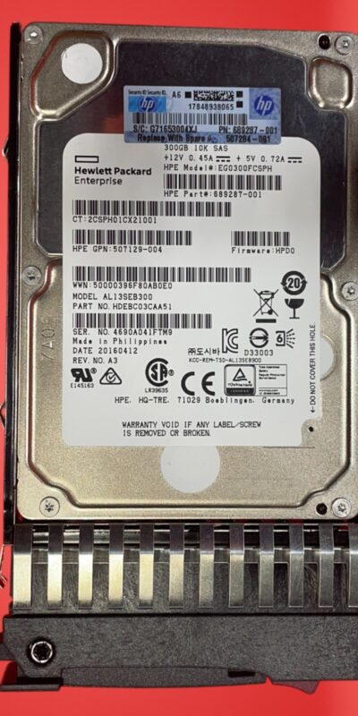 HP 300GB 10K SAS 2.5" SFF HDD w/ SmartDrive Caddy for ProLiant G8 G9 G10