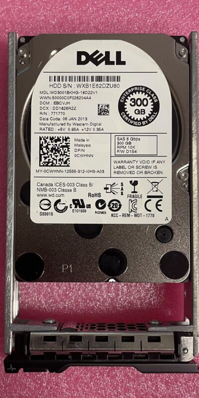 Dell 300GB 10K 6Gbps SAS 2.5in HDD WD3001BKHG + Tray PowerEdge