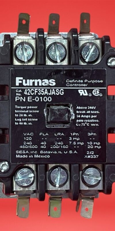 Furnas E-0100 3-Pole 50A 24V Coil Definite Purpose Contactor
