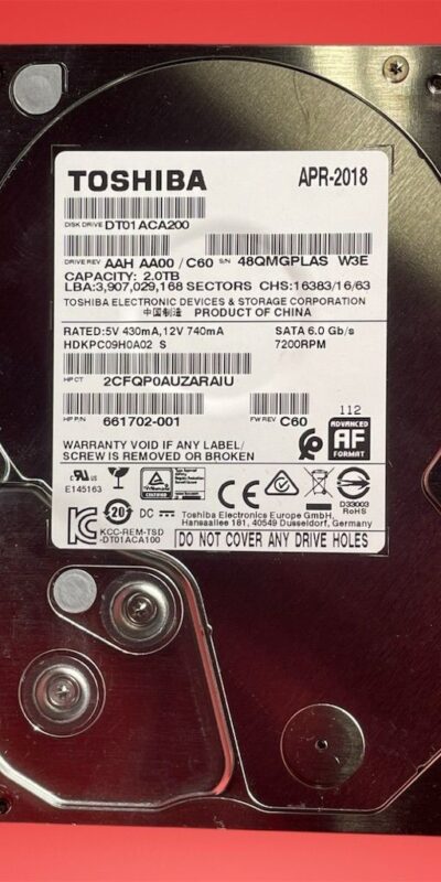 Toshiba DT01ACA200 2TB 7200RPM 3.5" SATA III HDD Desktop Internal Drive