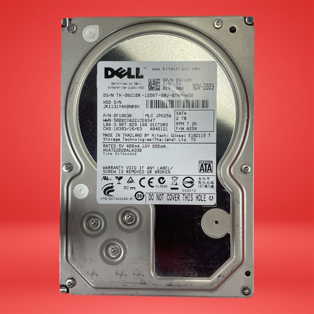 Dell HGST 2TB 3.5" SATA III 7200RPM HDD 0F10630 Ultrastar Tested