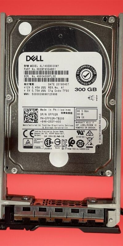 Dell 0FF02R 300GB 10k 2.5" SAS Enterprise Server HDD w/ Tray
