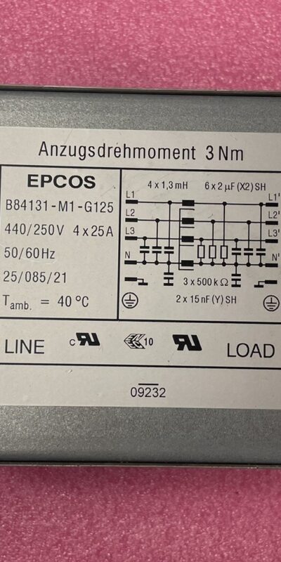 Siemens B84131-M1-G135 10A 250V EMI RFI Power Line DIN Rail Filter NEW