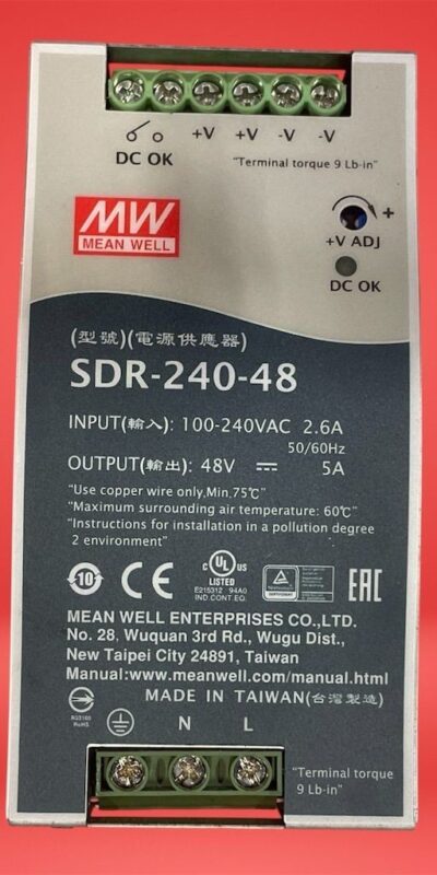 Mean Well SDR-240-48 48V 5A 240W DIN Rail AC-DC Power Supply 100-240V
