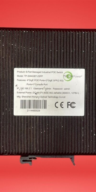 Tycon TP-SW4GBT-2SFP Industrial 6-Port Gigabit PoE+ Switch 2x SFP Managed L2+