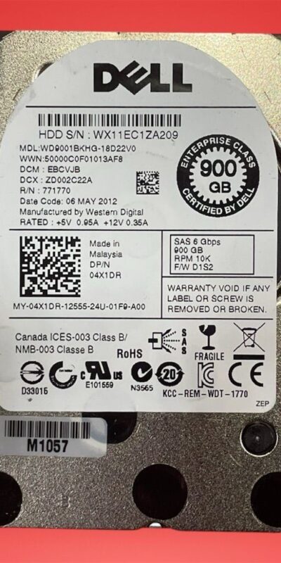 Dell 900GB 10K 2.5in SAS 12Gb/s Enterprise Server Hard Drive 04X1DR