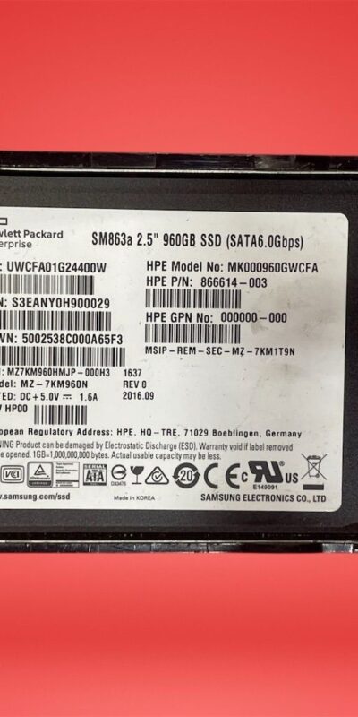 HPE 960GB 2.5in SATA 6G SSD 866614-003 Enterprise SFF Drive
