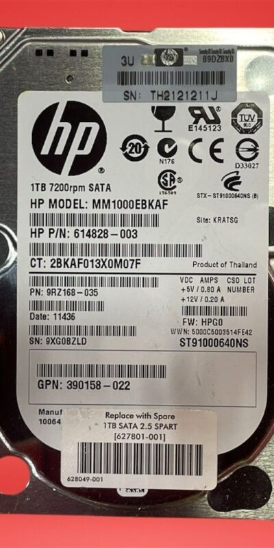 HP 1TB 2.5" 7.2K SATA 6Gb/s HDD 614828-003 ProLiant G8 G7 Server Drive