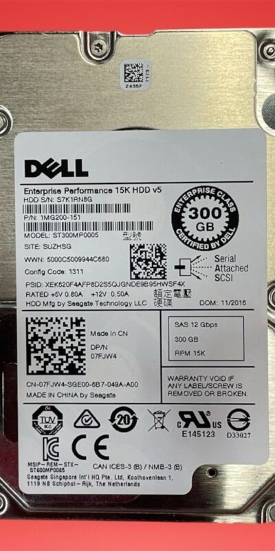 Dell 07FJW4 300GB 15K 2.5" SAS 6Gbps Enterprise HDD PowerEdge Server
