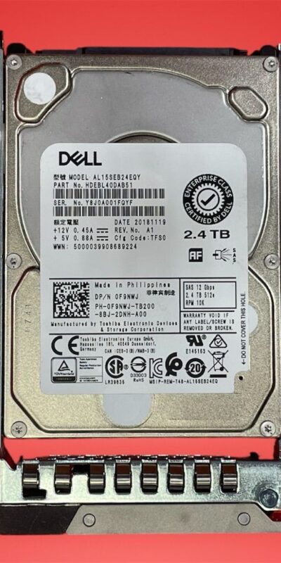 Dell 0F9NWJ 2.4TB 10K 12Gb/s SAS 2.5" HDD w/Tray Server Enterprise