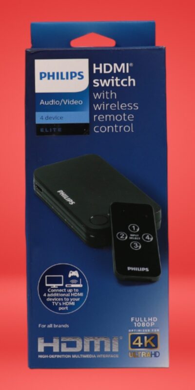 Philips 4 Port HDMI Switch Elite 4K Ultra HD With Wireless Remote- NEW SEALED