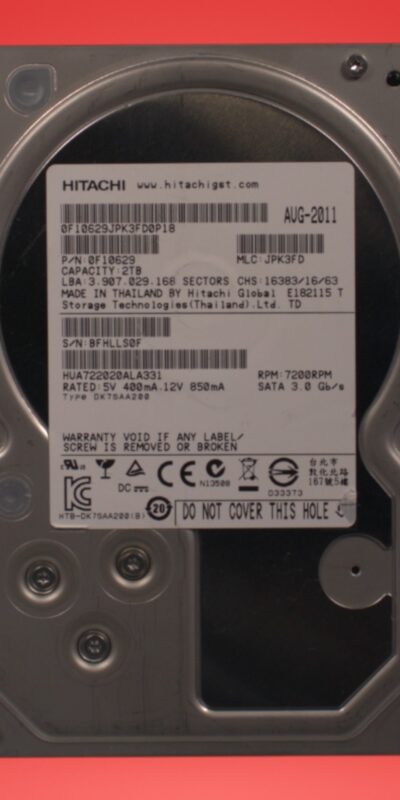 HUA722020ALA331, PN 0F10629, MLC JPK3FD, Hitachi 2TB SATA 3.5 HARD DRIVE HDD