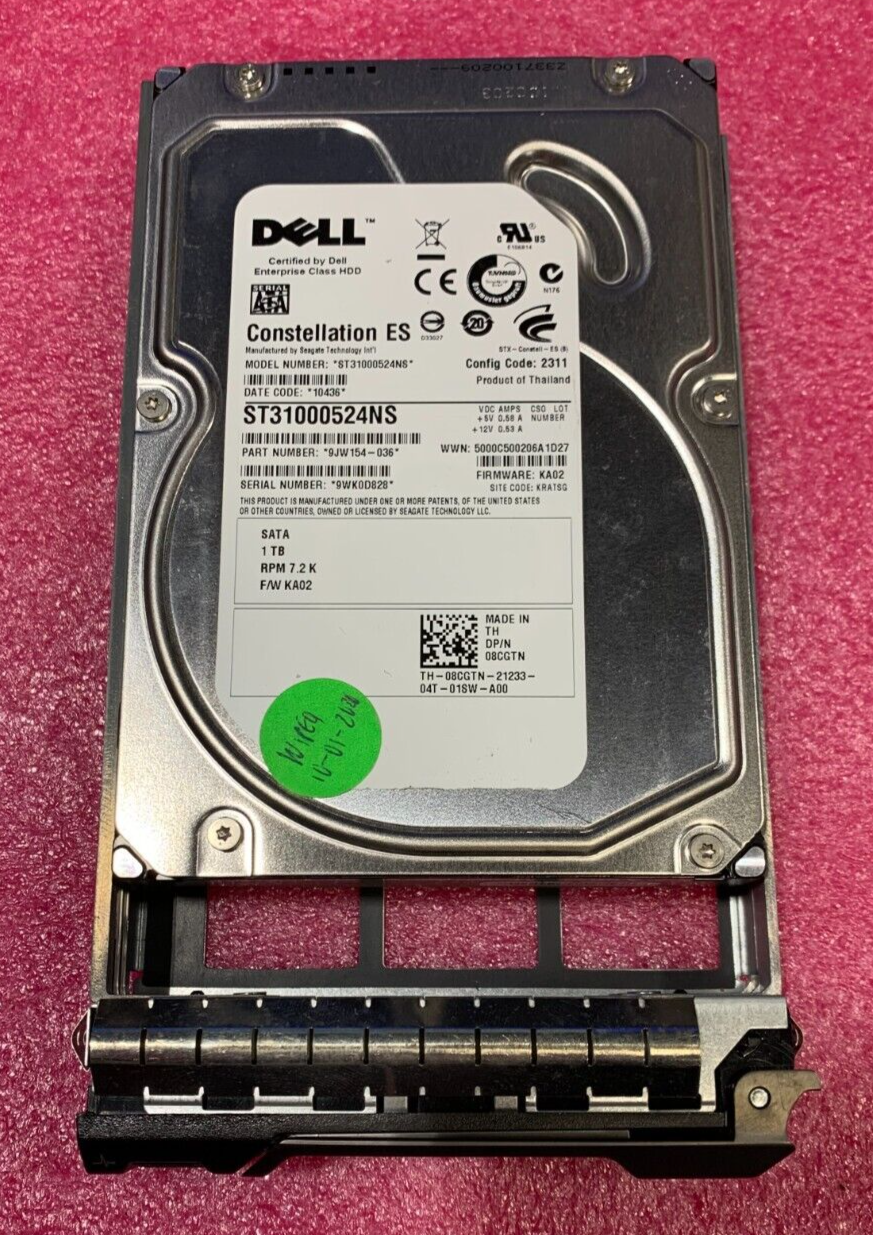 DELL 8CGTN 08CGTN ST31000524NS 1TB 7.2K 32MB 3.5" SATA HARD DRIVE W/ TRAY