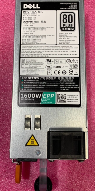 Dell PowerEdge 1600W 80+ Platinum Server PSU D1600E-S0 095HR5 Hot Swap