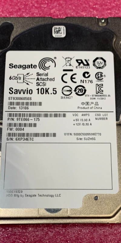 Seagate 300GB 10K 2.5" SAS 6Gb/s HDD ST9300605SS 64MB Cache Enterprise