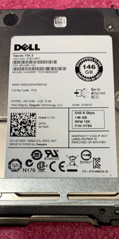 Dell 146GB 15K SAS 2.5in HDD 0X162K ST9146852SS 6Gb/s Tested