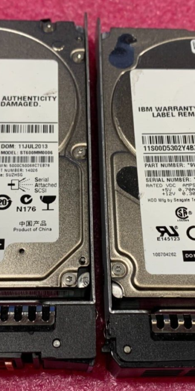IBM 600GB 10K SAS 2.5" HDD Lot of 2 ST600MM0006 9WG066-039 6Gb/s Server
