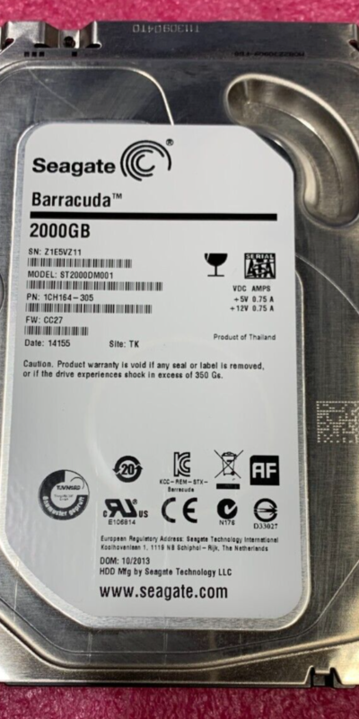 Seagate 2TB 7200RPM SATA 6Gb/s 3.5" HDD ST2000DM001 Barracuda Desktop Drive